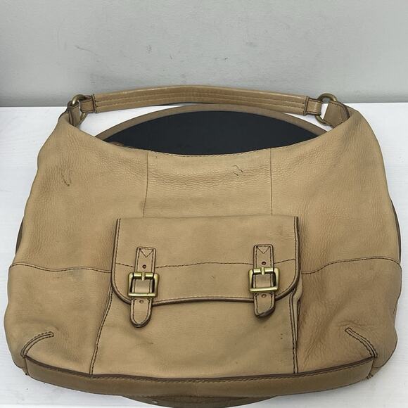 VTG Fossil Women's Tate Hobo Leather Shoulder Bag Light Tan - Picture 10 of 15